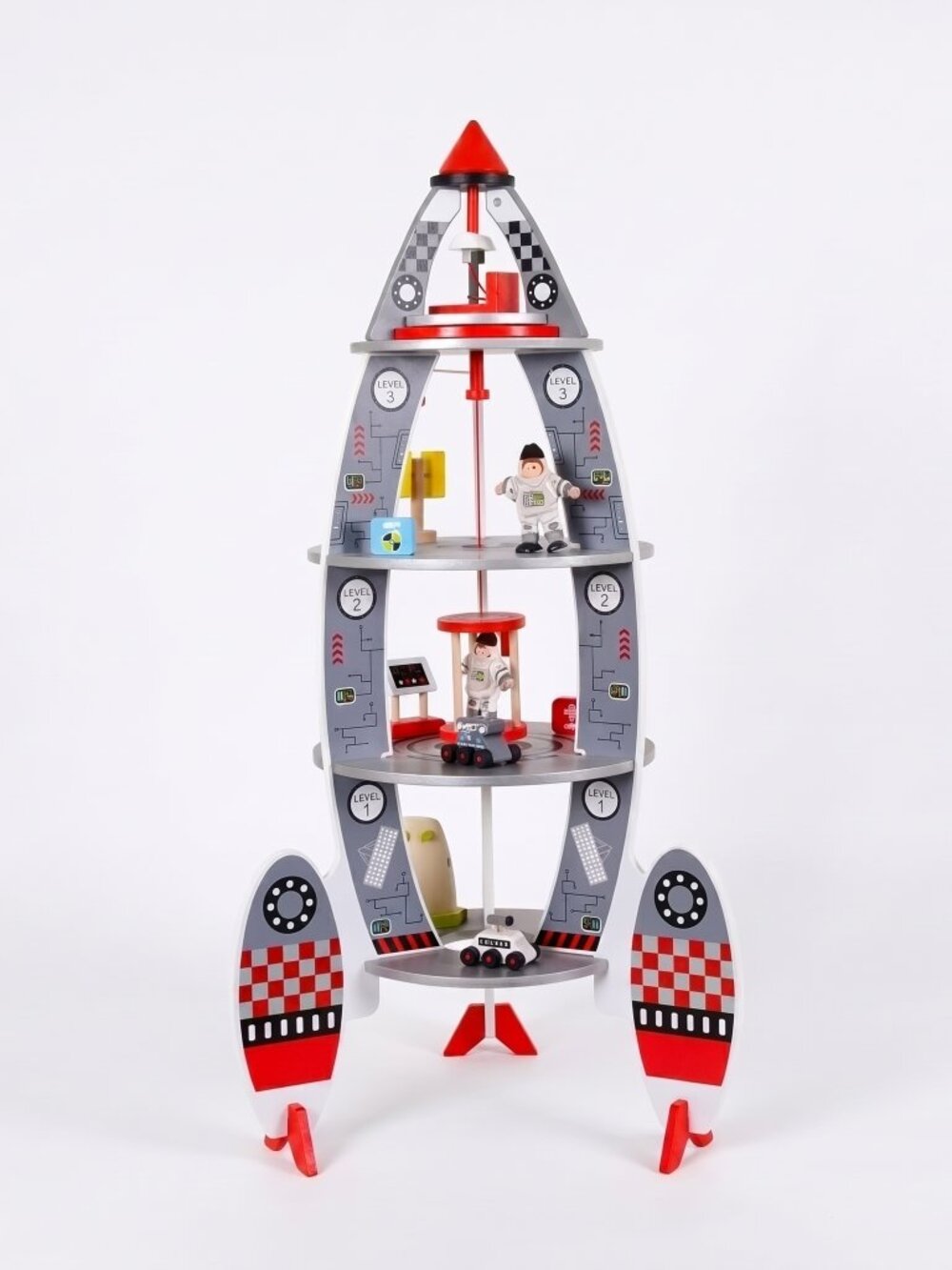 Large Wooden Rocket Ship Playset for Kids, Montessori Space Astronaut Toy - Picture 7 of 16